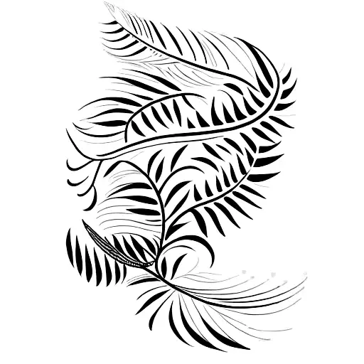 feather with birds tattoo design idea