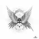 Imagine a swallow flying gracefully with its wings spread wide, and its body shaped like a tiger's eye gemstone. The tig tattoo design idea