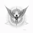 Imagine a swallow flying gracefully with its wings spread wide, and its body shaped like a tiger's eye gemstone. The tig tattoo design idea