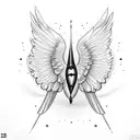 Imagine a swallow flying gracefully with its wings spread wide, and its body shaped like a tiger's eye gemstone. The tig tattoo design idea