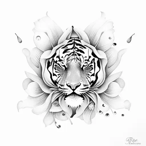 tiger lily flower with tears tattoo design idea