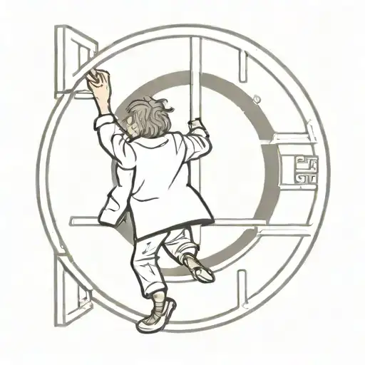 bilbo steping out of a vault door tattoo design idea