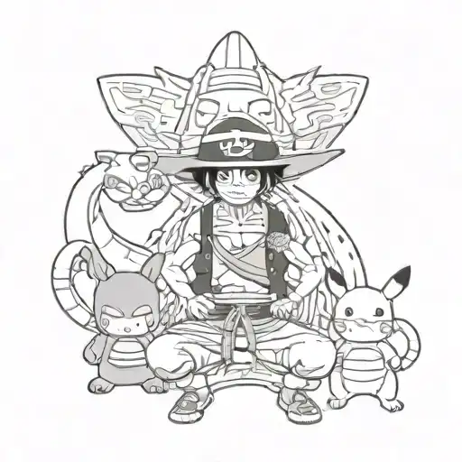 One piece , pokemon, dragon ball, bleach tattoo design idea
