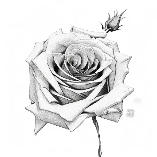 Rose with a broken heart tattoo design idea