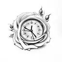 clock with roses and a ladybug tattoo design idea