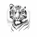 mom tiger with cubs tattoo design idea