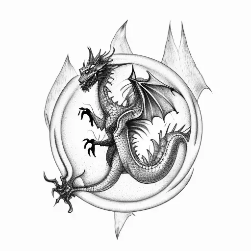 realistic dragon  tattoo design idea