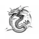 realistic dragon flying over the night sky tattoo design idea