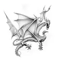 realistic dragon flying over the night sky tattoo design idea