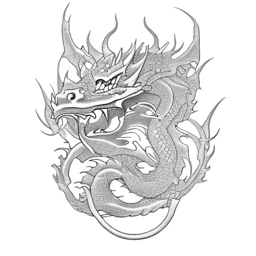tattoo en la pierna dragon oriental con flores de cerezo tattoo design idea