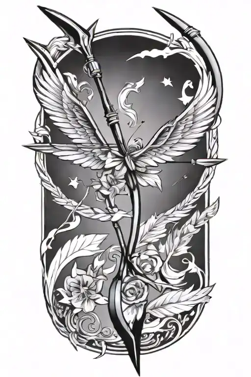 Bow and arrow tattoo design idea