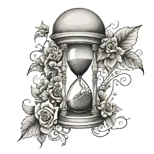 Hourglass sand running surrounded by vines wrapped around the hourglass tattoo design idea