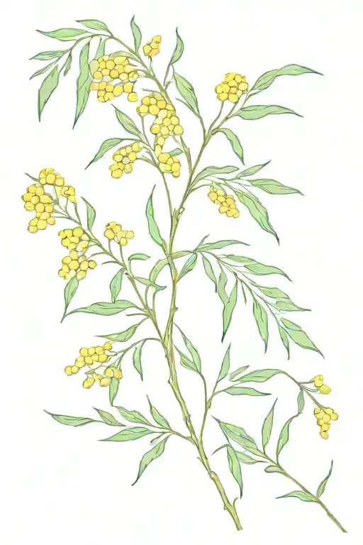 vine wrapped with mimosa flowers growing tattoo design idea