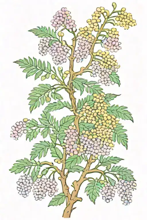 vine with small mimosa flowers growing feminine  tattoo design idea