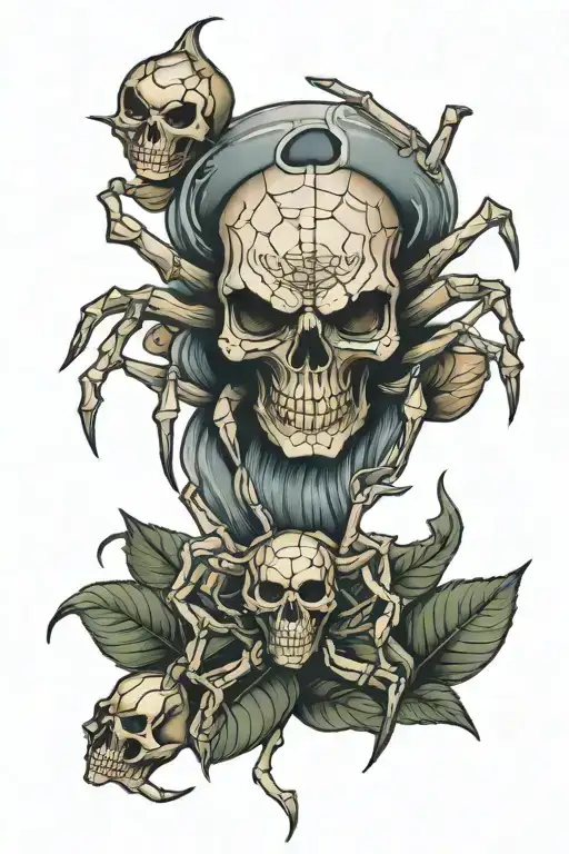spider with skull tattoo design idea