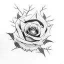 anime rose back of hand tattoo bleeding thorns sharp saying "Ummi" tattoo design idea