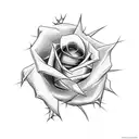 anime rose back of hand tattoo bleeding thorns sharp saying "Ummi" tattoo design idea