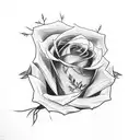 anime rose back of hand tattoo bleeding thorns sharp saying "Ummi" tattoo design idea