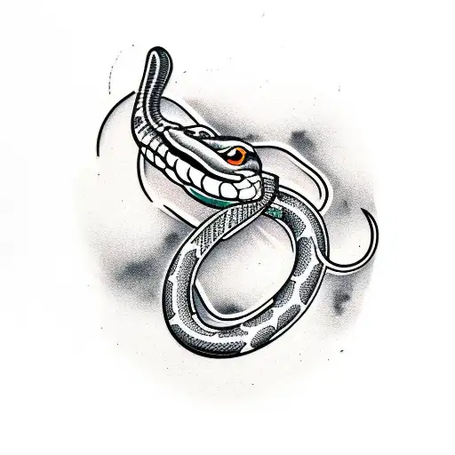 snake With butterfly knife tattoo design idea