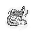 snake With butterfly knife tattoo design idea
