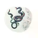 snake With butterfly knife tattoo design idea