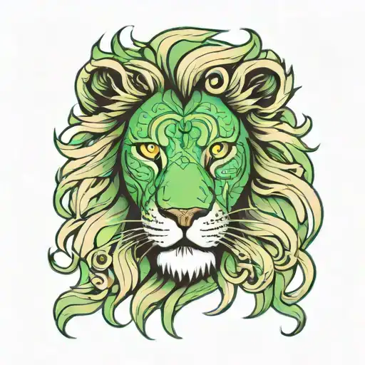 lion with green eyes tattoo design idea