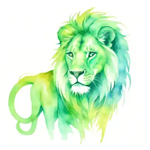 lion with green eyes tattoo design idea