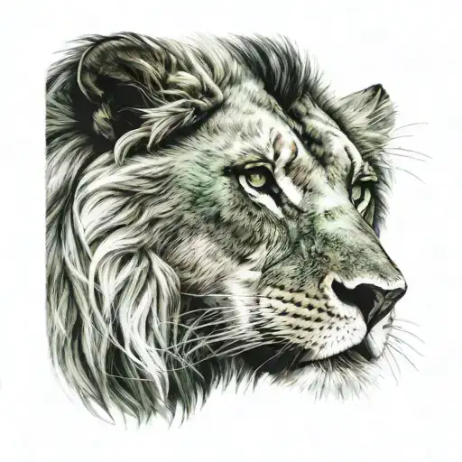 lion with green eyes tattoo design idea