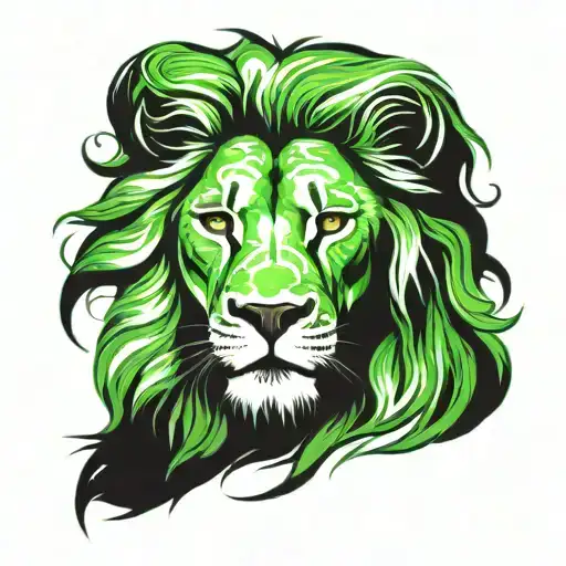 lion with green eyes tattoo design idea