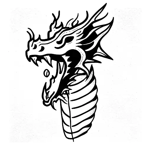 Dragon head facing front tattoo design idea