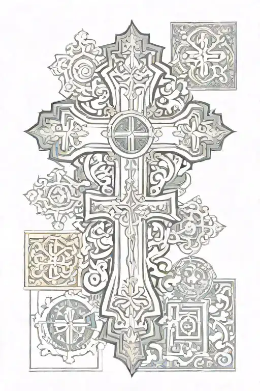 christian orthodox cross tattoo design idea