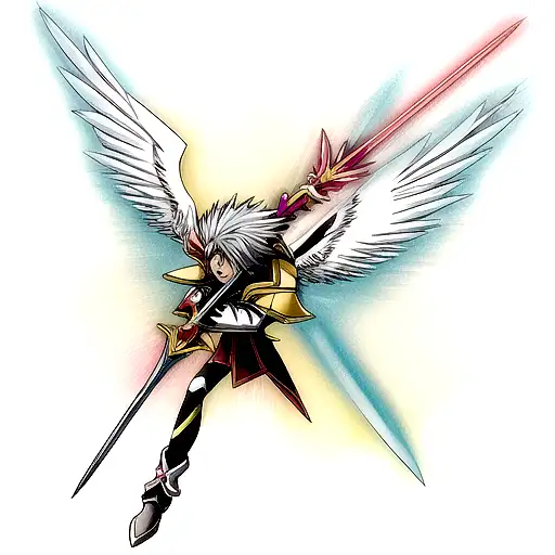 jarvan sword with wings and thunder tattoo design idea