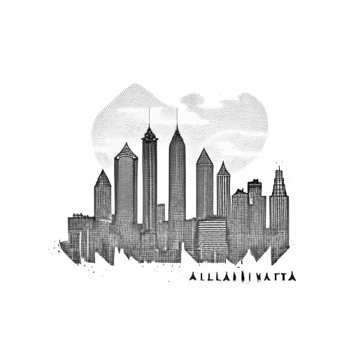 Atlanta skyline with punk band silhouettes tattoo design idea