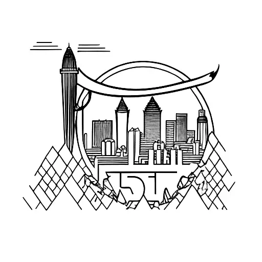 Atlanta skyline with "Wreck City" in script underneath tattoo design idea