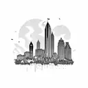 Atlanta skyline with "Wreck City" in script underneath tattoo design idea