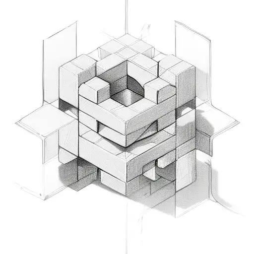 letter cubes with sign "nsx" tattoo design idea