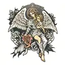 guardian angel protecting tattoo design idea