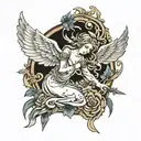 guardian angel protecting tattoo design idea