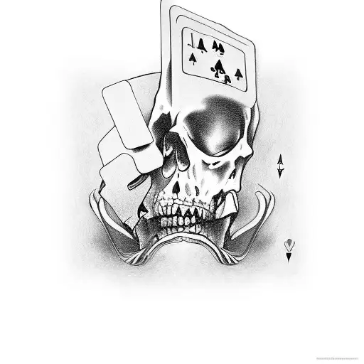 The death playing poker against you and you have a royal flush tattoo design idea