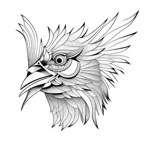 a chicken with jaws mouth tattoo design idea