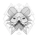 a chicken with jaws mouth tattoo design idea