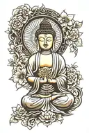 Buddha nepalese styles/pattern  with japanese text tattoo design idea