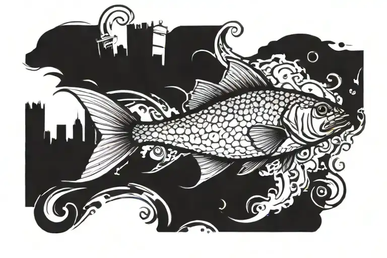 redfish with Saint marks Florida in background tattoo design idea