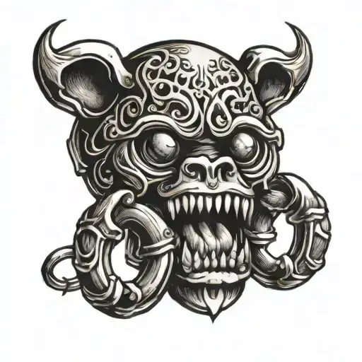 hand brass knuckles tattoo design idea