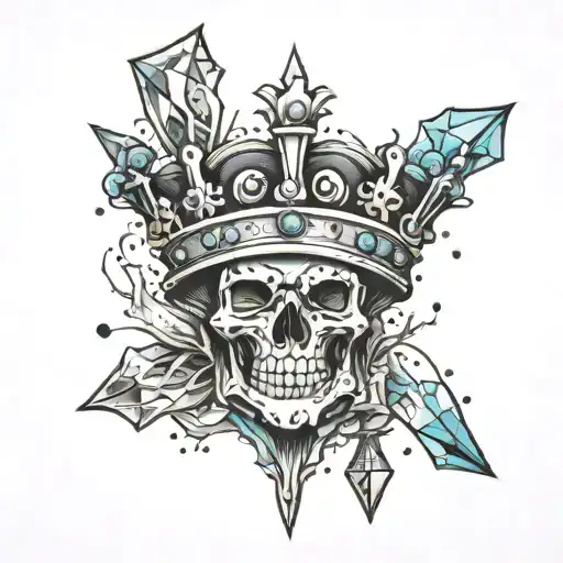 crown broken into 3 shards tattoo design idea