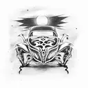 skeleton car tattoo design idea