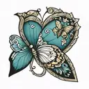heart infinity butterfly peanut  tattoo design idea
