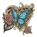heart infinity butterfly peanut  tattoo design idea
