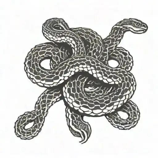 A snake coiled around a motorcycle chain tattoo design idea