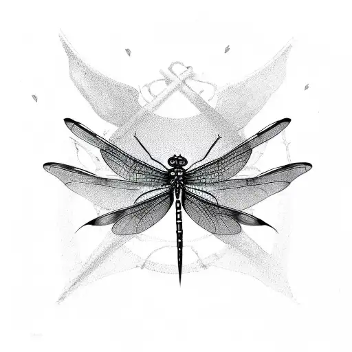 dragonfly with antlers and bat wings tattoo design idea